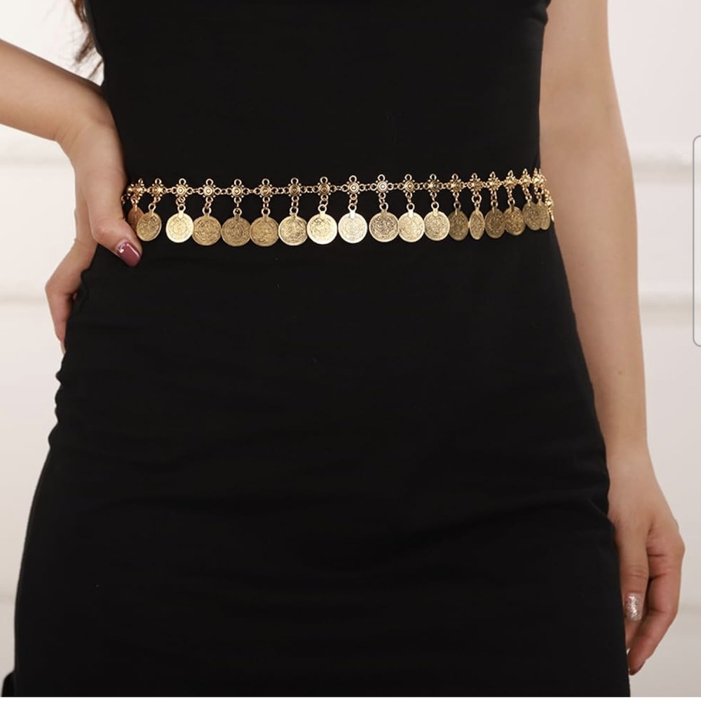 NWT Adjustable Vintage Gold Coin Chain Belt